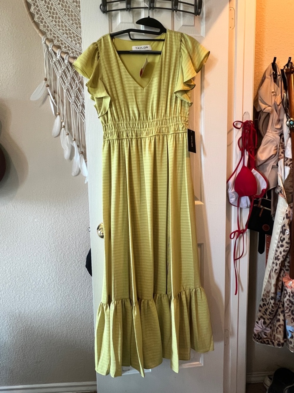 NWT Taylor Green Boho Maxi Dress Size S | Spring Wedding Guest, Cottagecore